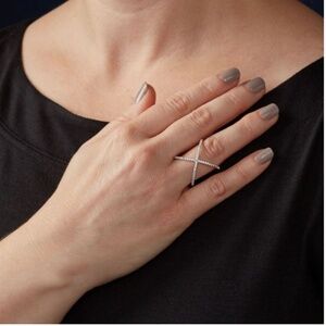 Ross-Simon .70 ct. CZ open crisscross ring in sterling silver size 8